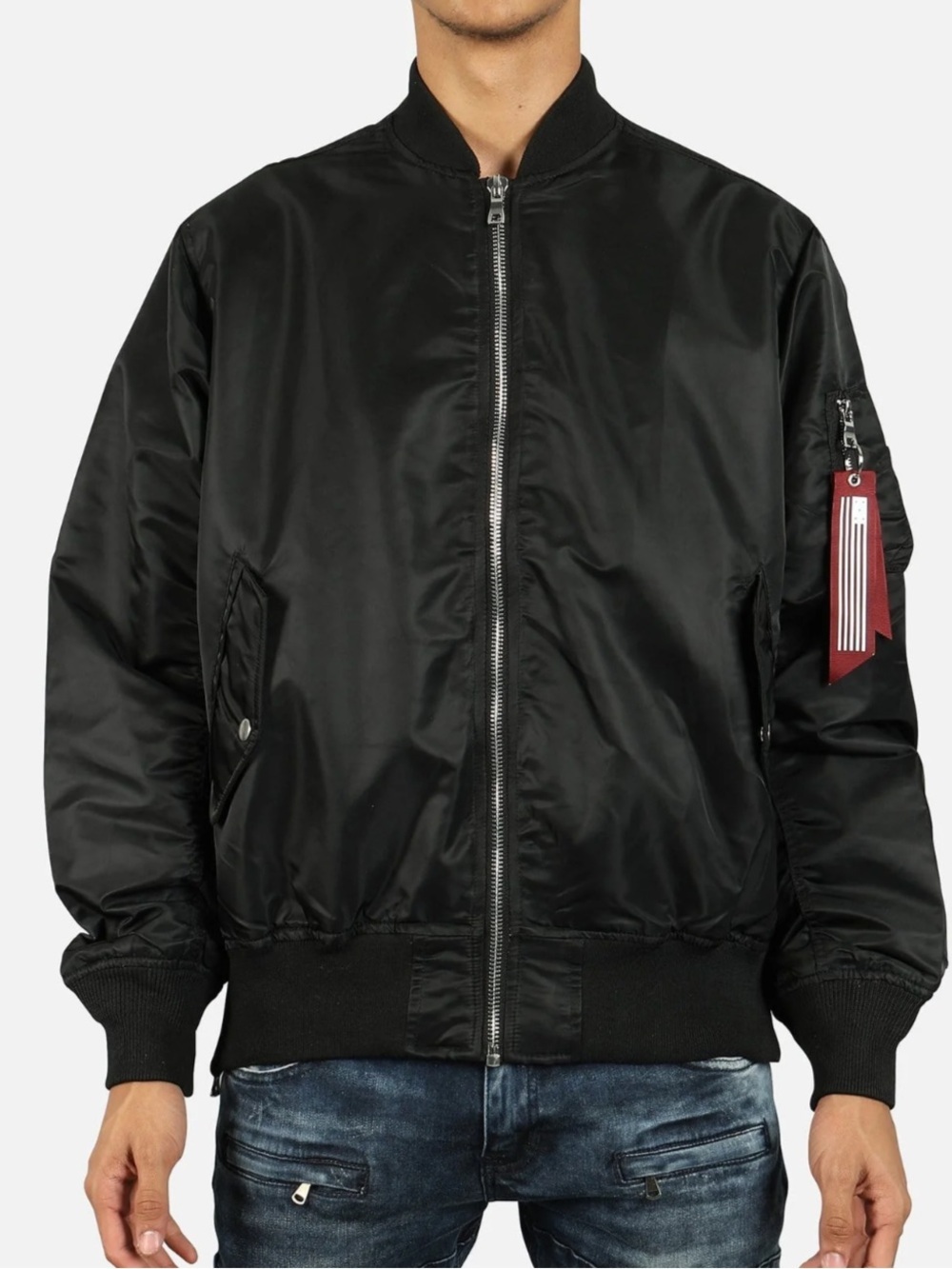 SMOKE RISE MA1 NYLON black BOMBER JACKET XL